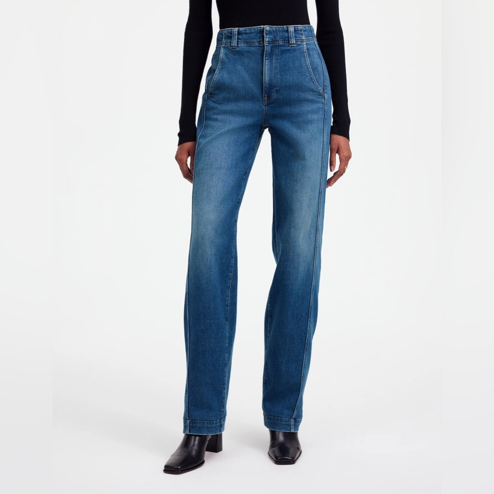 Madewell Jeans Tapered Denim Trousers Calvert Blue High Rise Comfort Sz 29 NWT